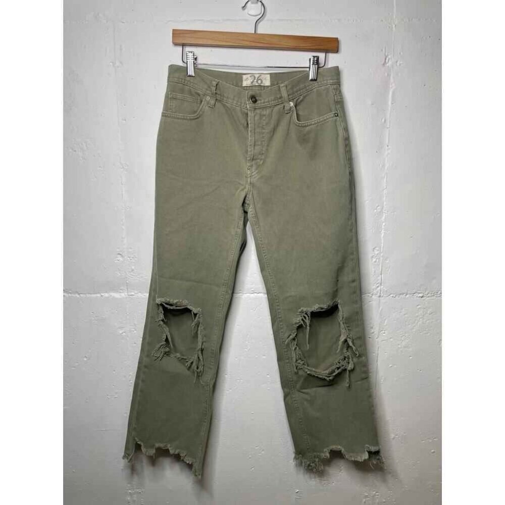 We The Free Maggie Mid Rise Olive Green Denim Jeans Womens Size 26